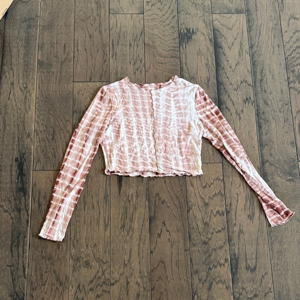 SHEIN Tie-Dye Long Sleeve Crop Top